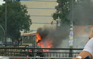 Автобус загорелся в Алматы: жертв нет