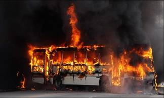 Пассажирский автобус сгорел между Риддером и Усть-Каменогорском