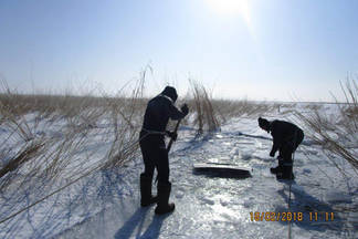 На Бухтарминском водохранилище автомобиль с рыбаками провалился под лед