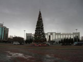 Деда Мороза и Снегурочку не смогли установить на площади в Усть-Каменогорске